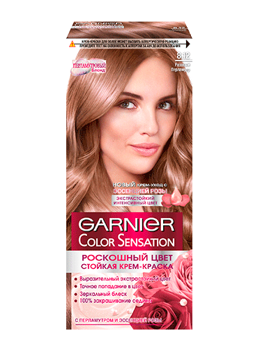 Garnier Стойкая крем-краска для волос "Color Sensation, Роскошь цвета" 8.12 Розовый Перламутр