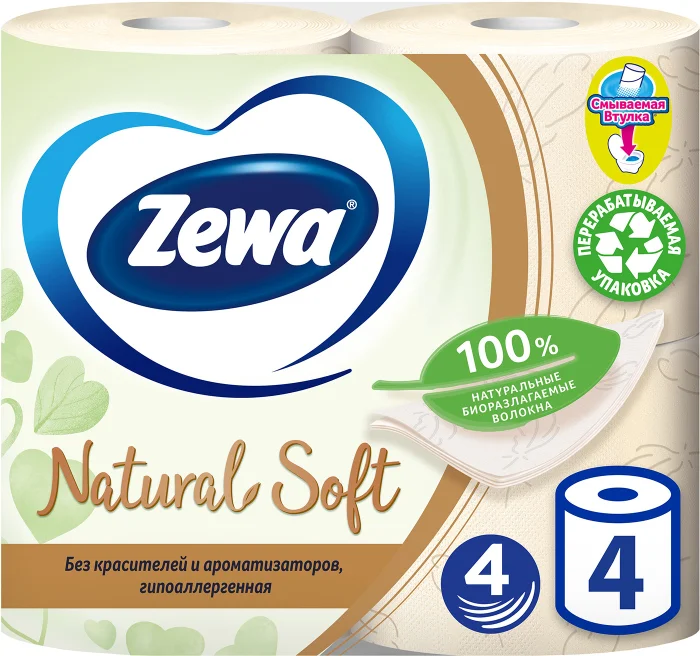 Zewa Exclusive Natural Soft Туалетная бумага 4 слоя 4 рулона