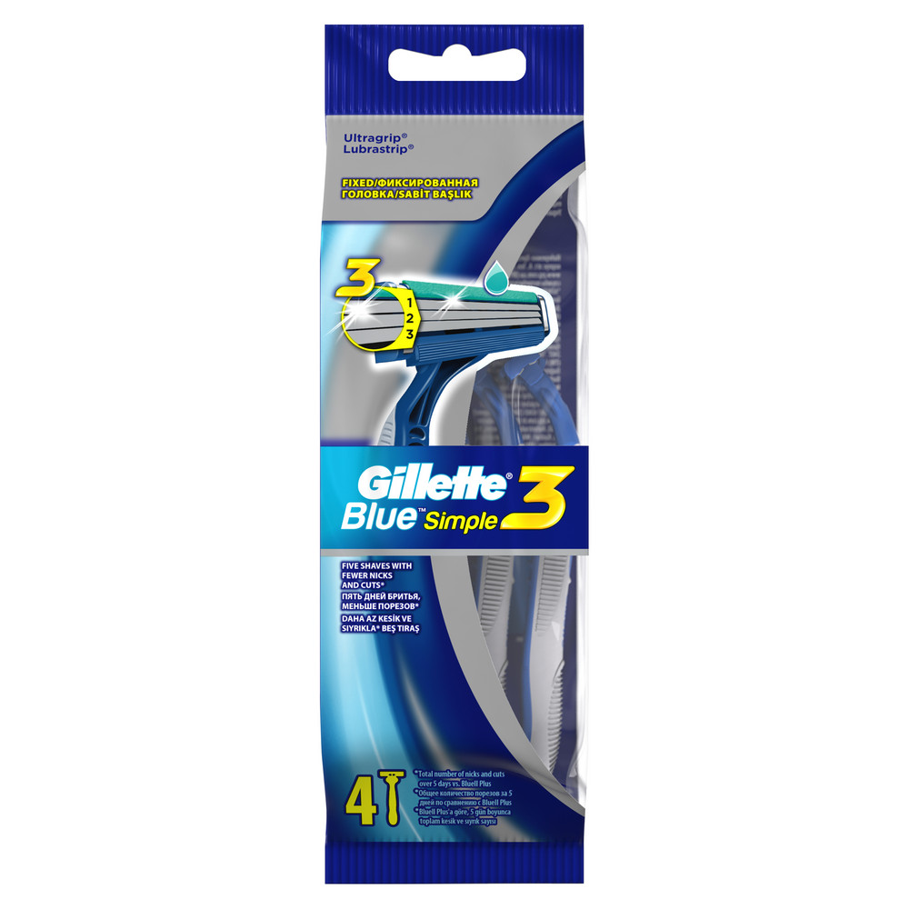 Gillette Blue Simple3  Бритвы одноразовые 4 шт