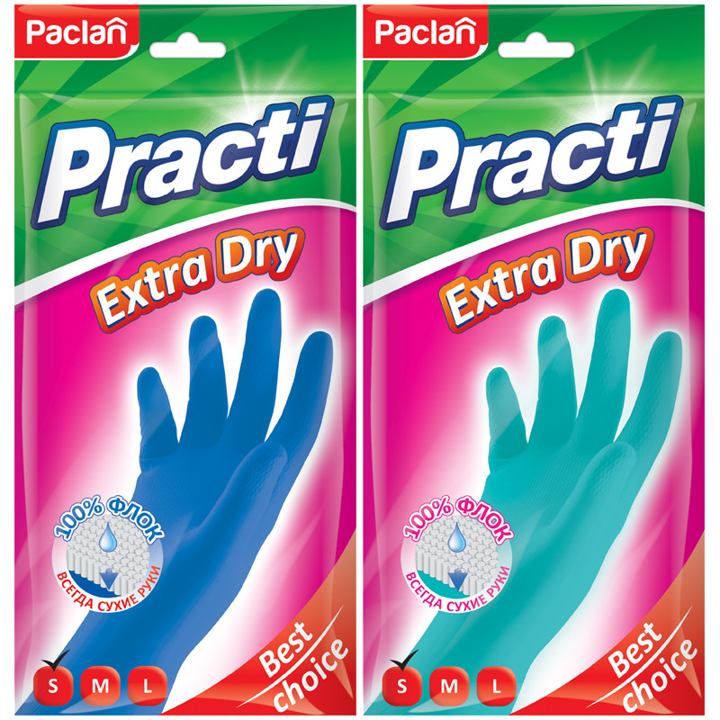 ***Paclan Practi перчатки Extra Dry синие L