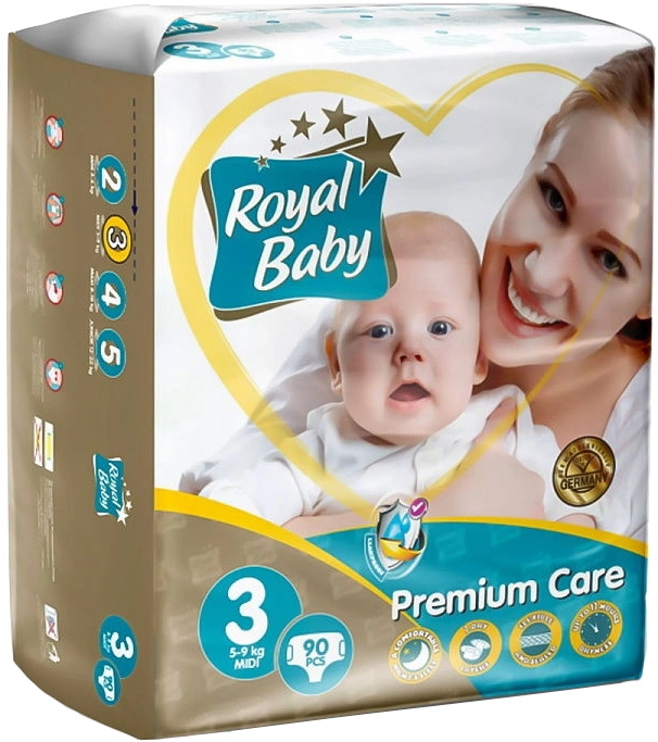 ROYAL BABY Подгузники Premium 3 размер 90шт