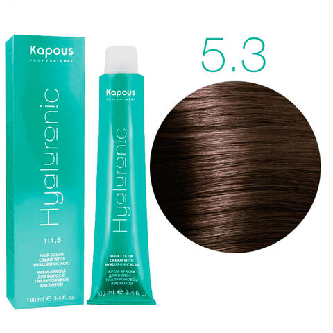 Kapous Hyaluronic Acid Крем-краска для волос 5.3 Светлый коричневый золотистый 100 мл 
