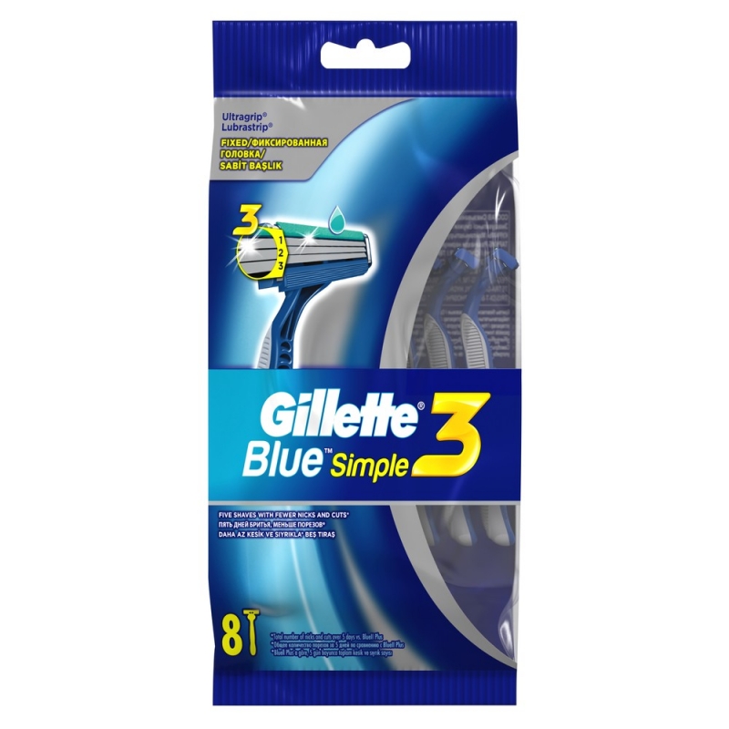 Gillette Blue Simple 3 Бритвы одноразовые 8шт
