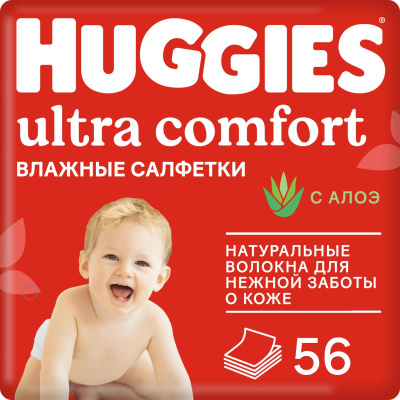 HUGGGIES ВЛАЖНЫЕ САЛФЕТКИ BW Ultra Comfort Aloe 56sc P1x10