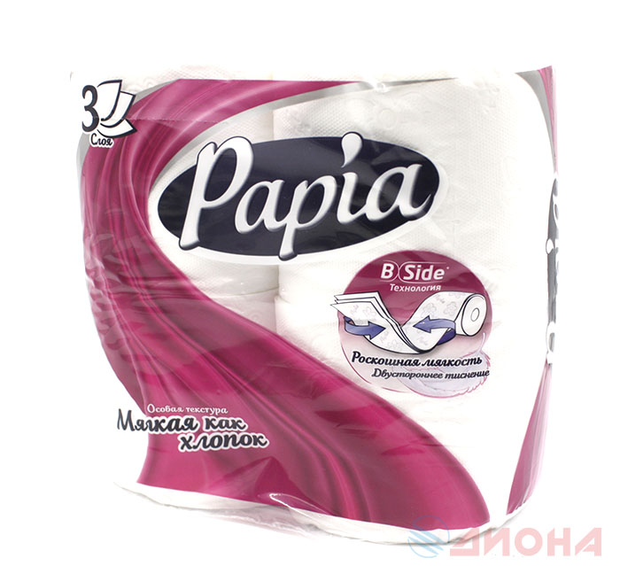 Papia White Туалетная бумага 3 слоя 4 рулона