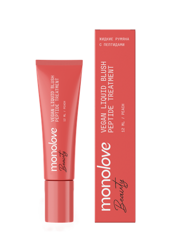 ***MONOLOVE Жидкие румяна с пептидами PEACH, 12 МЛ.