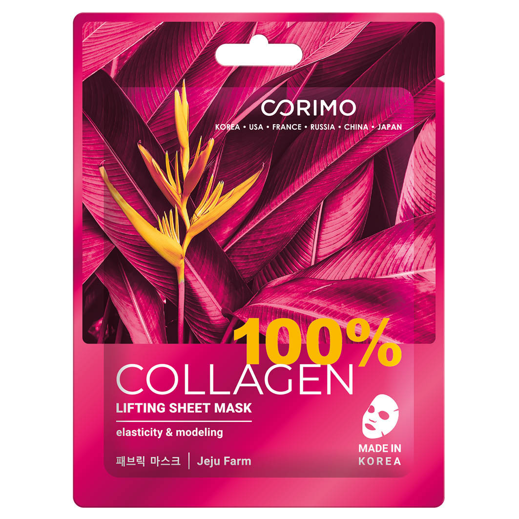 Corimo Тканевая маска для лица "Лифтинг" 100 % COLLAGEN 22 гр