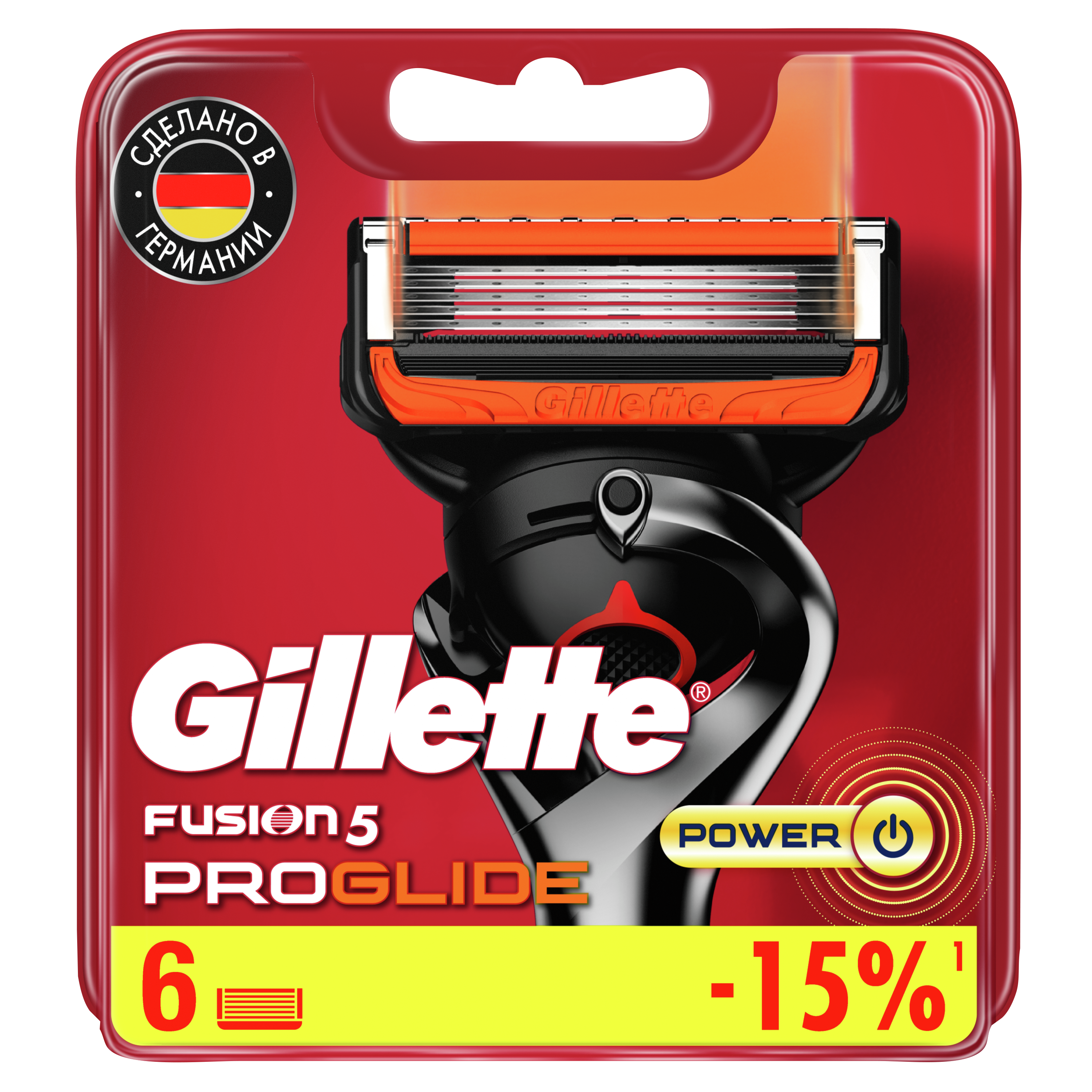 GILLETTE FUSION ProGlide Power Сменные кассеты для бритья 6шт