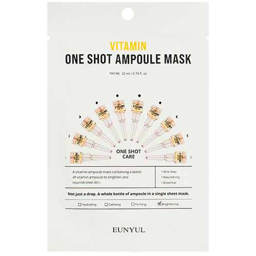 EUNYUL ONE SHOT Ampoule Mask VITAMIN Ампульная тканевая маска Витамин 22 мл