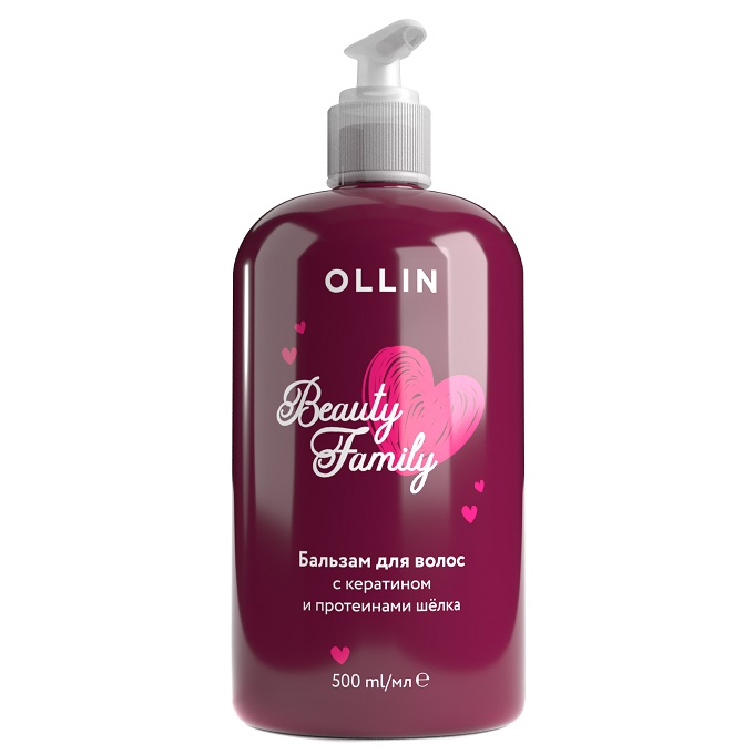 Ollin Beauty Family Бальзам для волос с кератином и протеинами шёлка 500мл