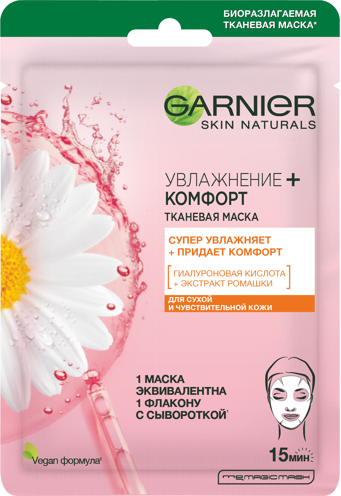 Garnier Маска для лица тканевая для сухой и чувствительной кожи