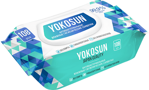 YokoSun Антибактериальные влажные гигиенические салфетки, 54 шт