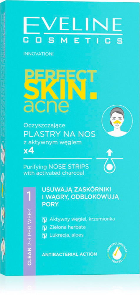 Eveline Очищающие угольные полоски на нос серии PERFECT SKIN. ACNE, 18 шт