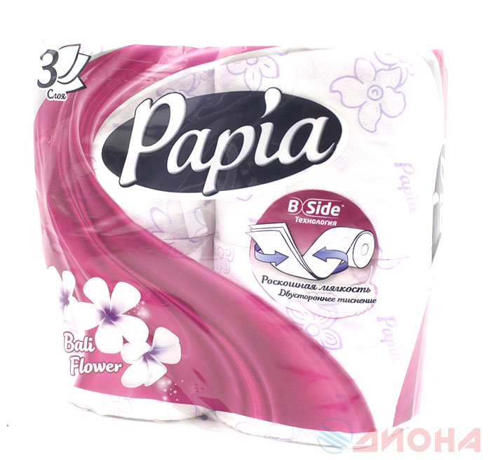 Papia Bali Flower Туалетная бумага 3 слоя 4 рулона