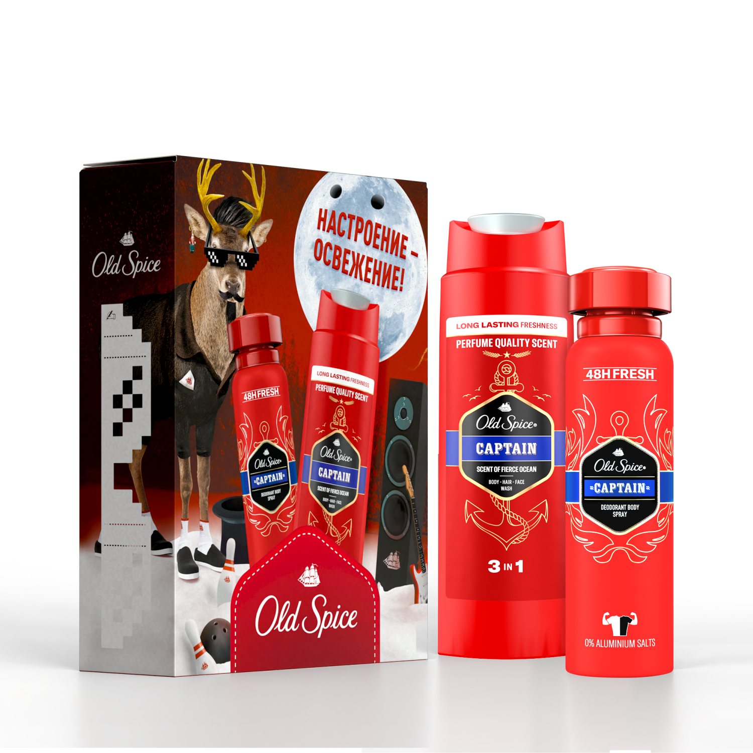 ПН OLD SPICE Аэрозольный дезодорант Captain 150мл+Гель для душа + шампунь 2в1 