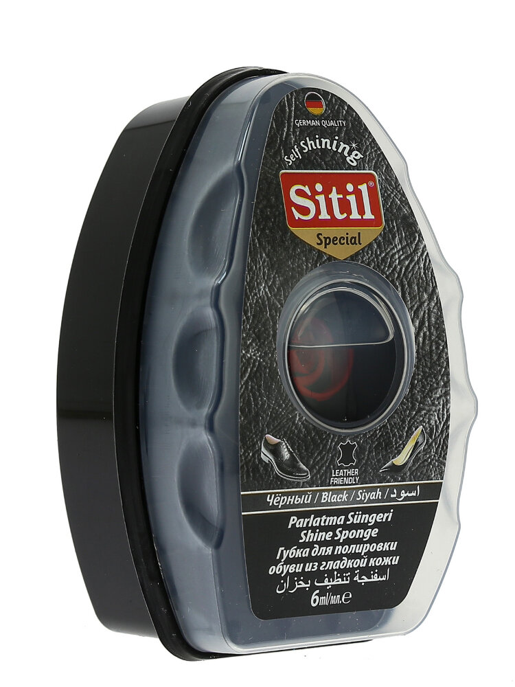 Sitil Self Shining губка с дозатором для полировки обуви из гладкой кожи, черный