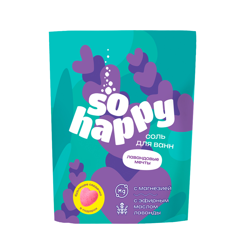 Лаборатория Катрин Соль для ванн "SOHappy" Лавандовые мечты дой-пак, 500г (1099)