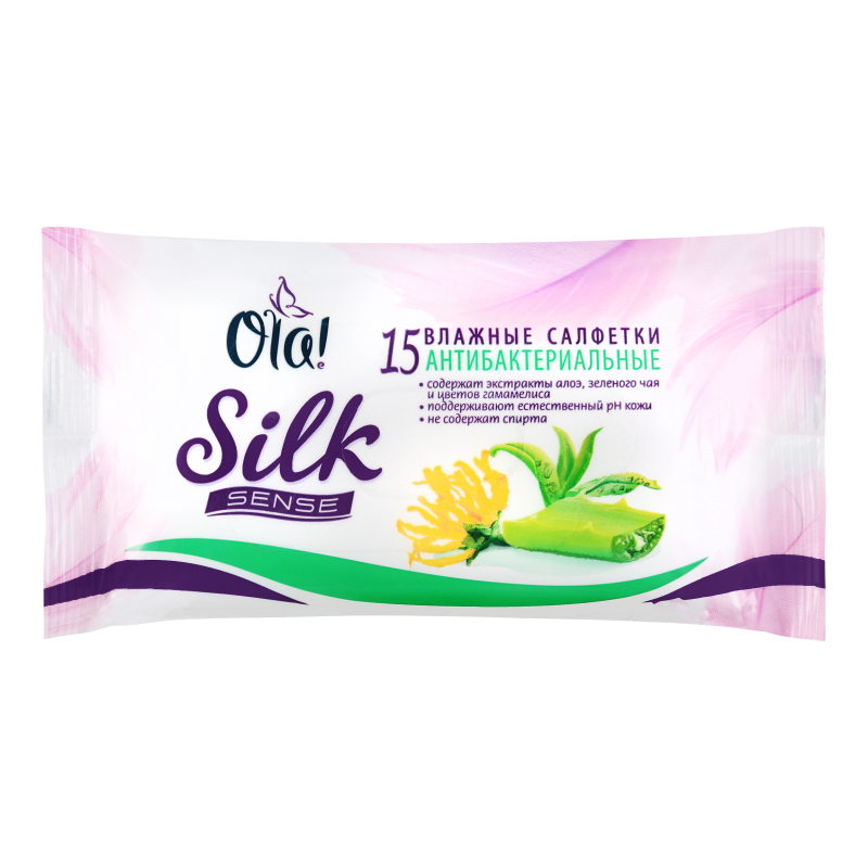 Ola Влажные салфетки Silk Sence антибактериальные уп 15