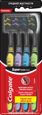Colgate Зубная щетка L1 СуперФлекси Черн сред.жст 3+1