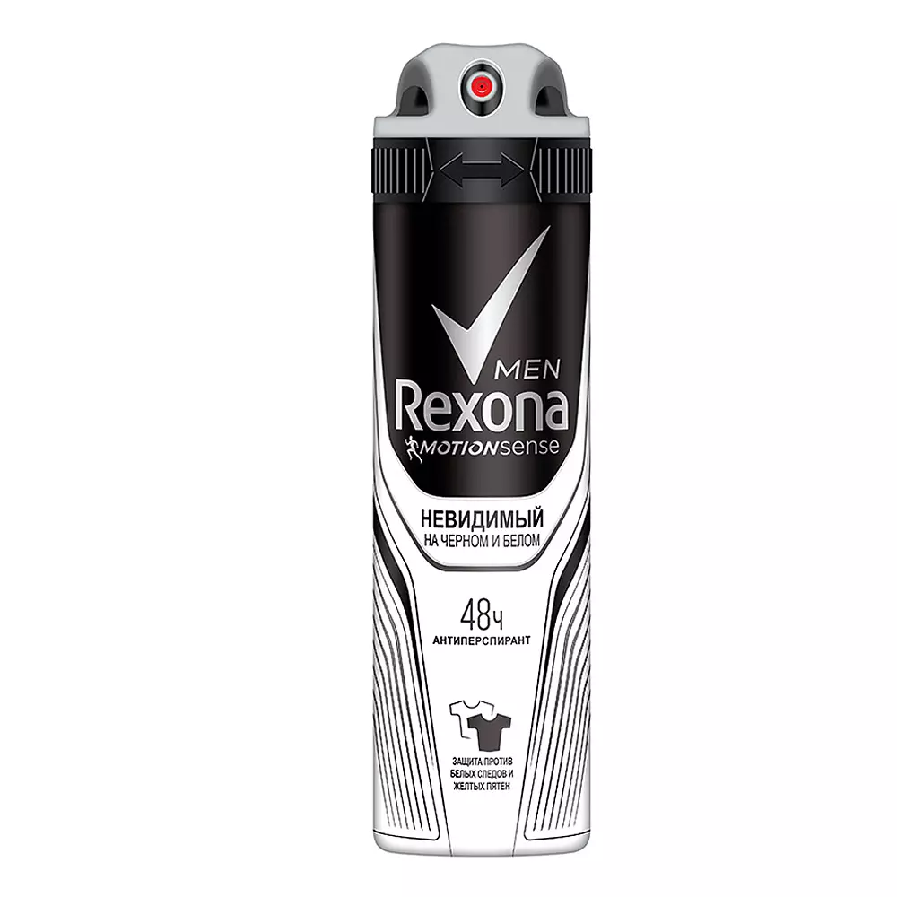Rexona Дезодорант-спрей 150мл мужской невидимый на чёрном-белом 