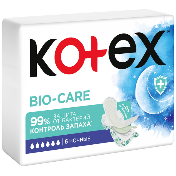 KOTEX ПРОКЛАДКИ BIO - CARE NIGHT 6