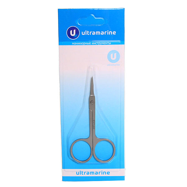 Ножницы маникюрные на блистере "Ultramarine", круглые кольца, широкие, тонкие, цвет металл