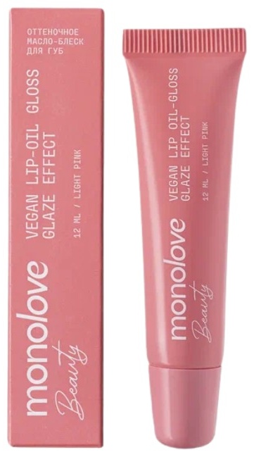 ***MONOLOVE Оттеночное масло-блеск для губ LIGHT PINK, 12 МЛ