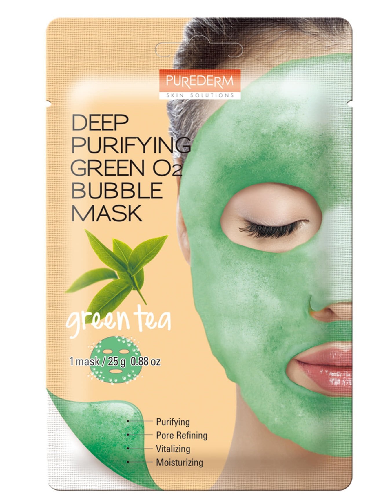 PERUDERM Глубоко очищающая зеленая пузырьковая кислородная маска с зеленым чаем