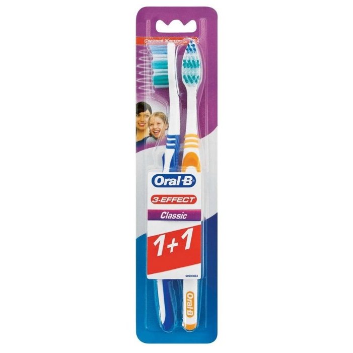 Oral-B Зубная щетка 3 Effect Classic 40 средняя 1+1шт