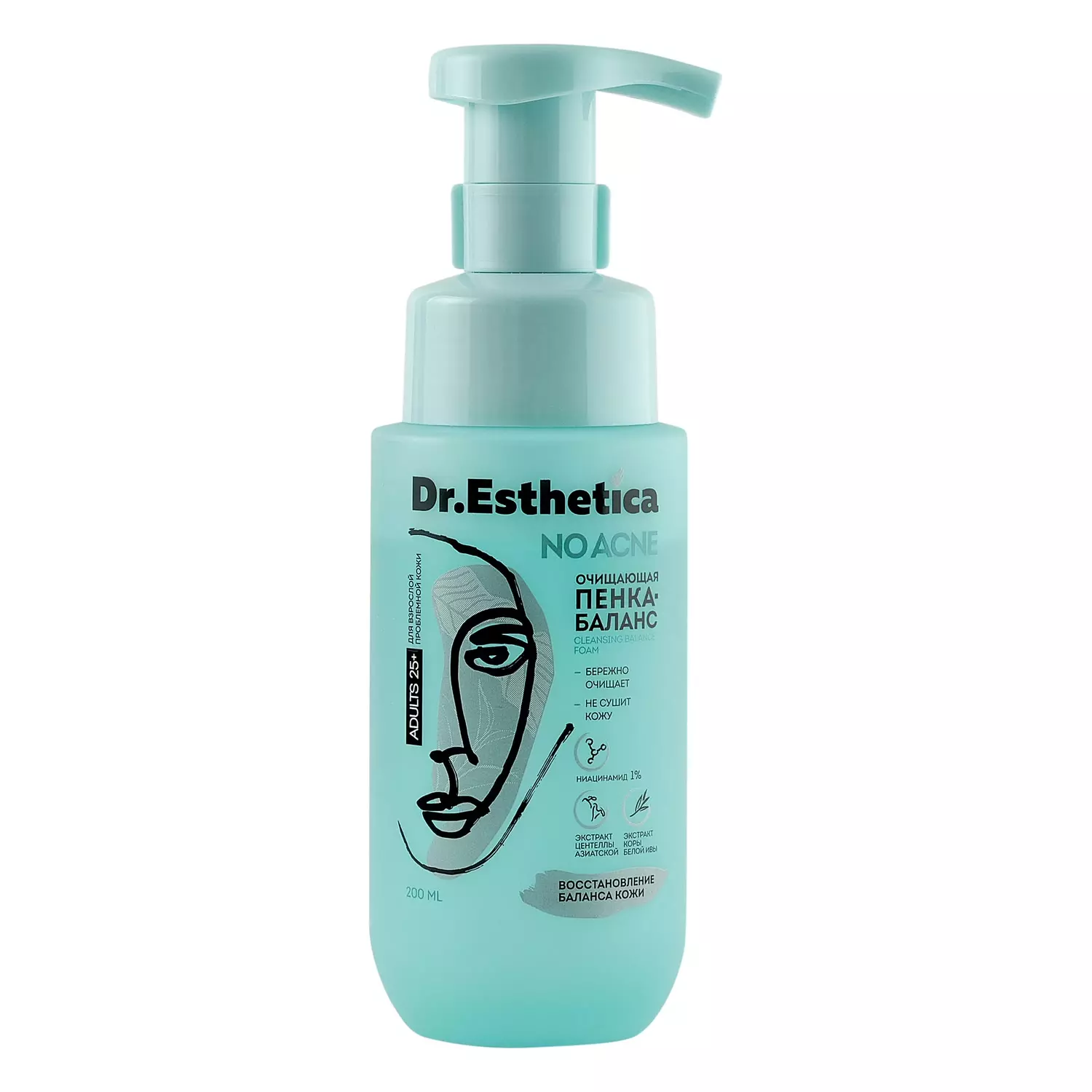 DR. ESTHETICA NO ACNE ADULTS Очищающая пенка-баланс, 200 мл (20)