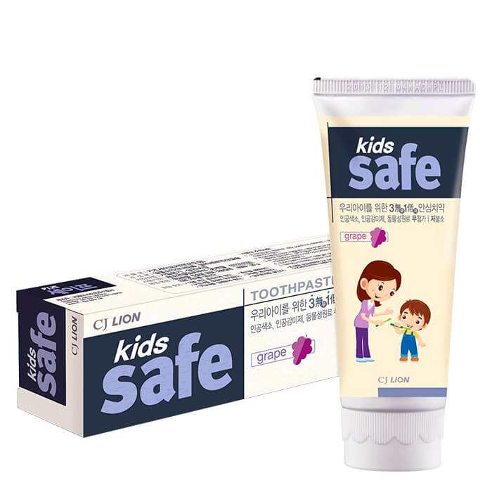 CJ LION Паста зубная для детей "Safe Kids" со вкусом винограда 90гр.
