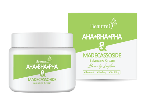 BeaumiQ Cream Balancing AHA/BHA/PHA&Madecassoside Крем для лица с кислотами и мадекассосидом 100мл