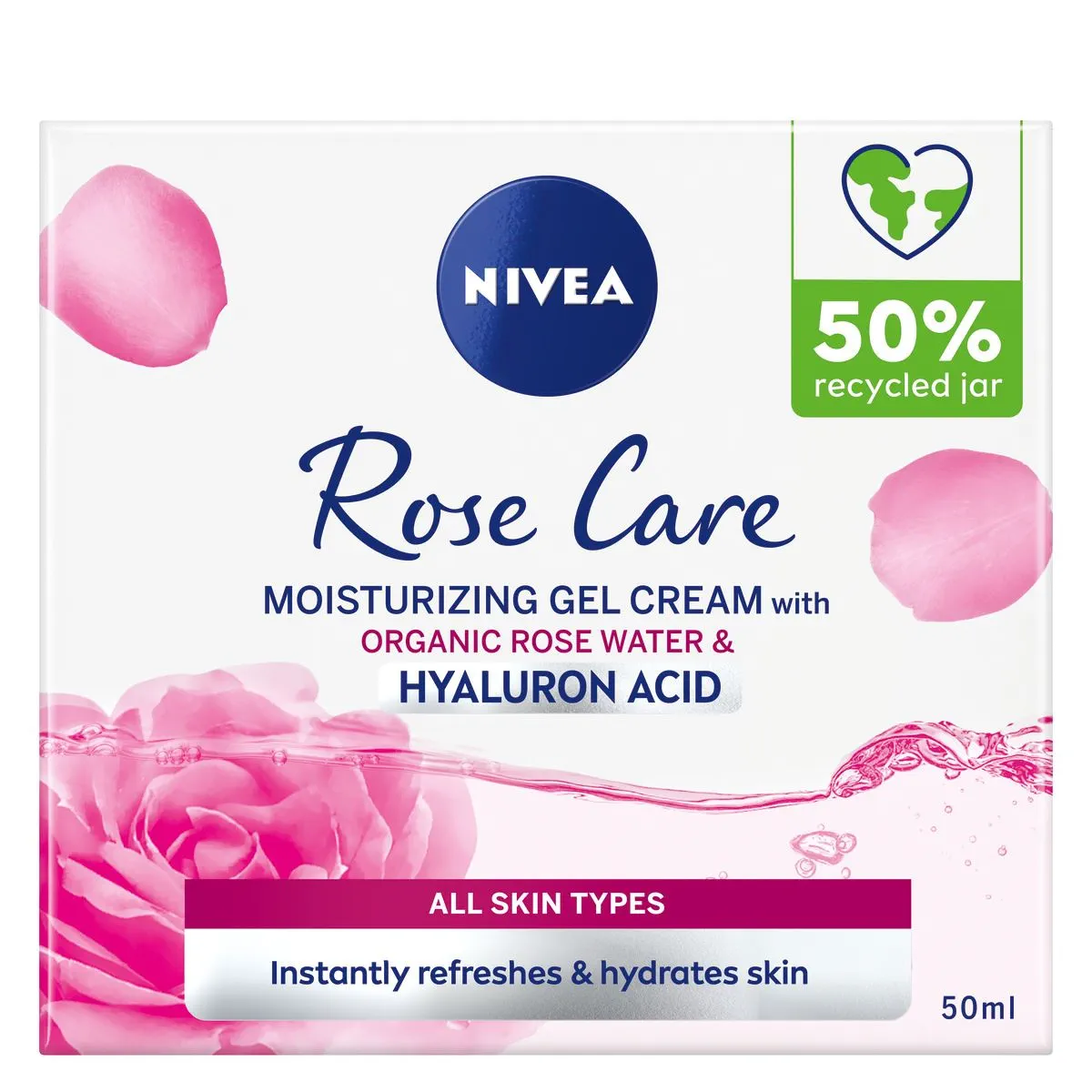Nivea Увлажняющий гель-крем с органической розовой водой и гиалуроновой кислотой 50мл