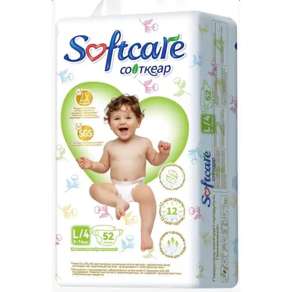 Детские подгузники Softcare L (9-14кг) 52шт