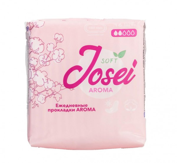 JOSEI Ежедневные женские прокладки AROMA (Удлиненные) 180 мм / 2 капли 16шт