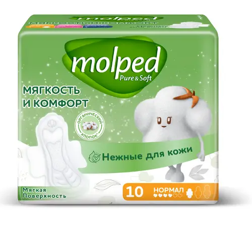 MOLPED Женские гигиенические прокладки PURE&SOFT 0.1 NORMAL 10