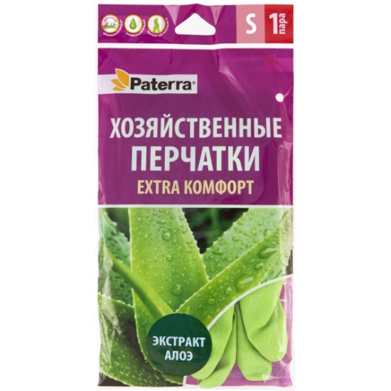 Paterra Перчатки хозяйственные S EXTRA Комфорт резиновые