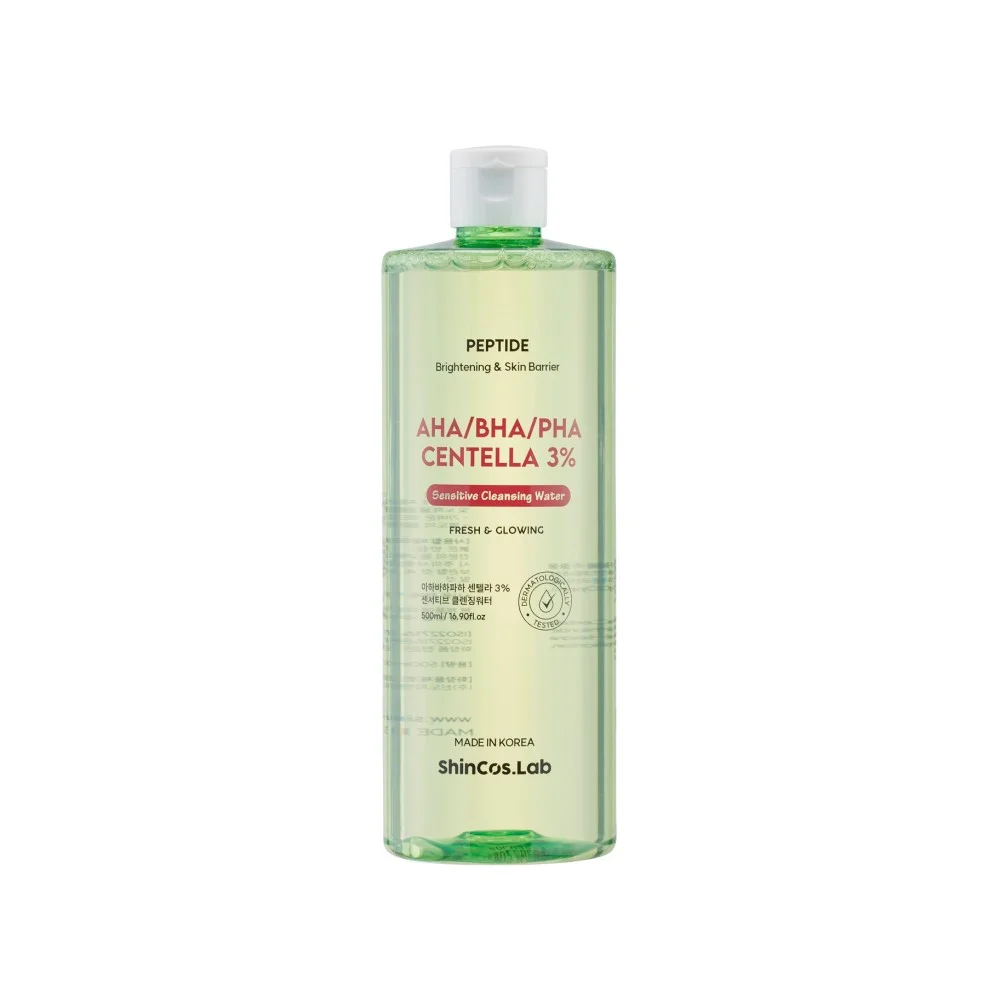 Shincos Lab AHA/BHA/PHA Centella 3% Cleansing Water Мицеллярная вода Кислоты и Центелла 500 мл