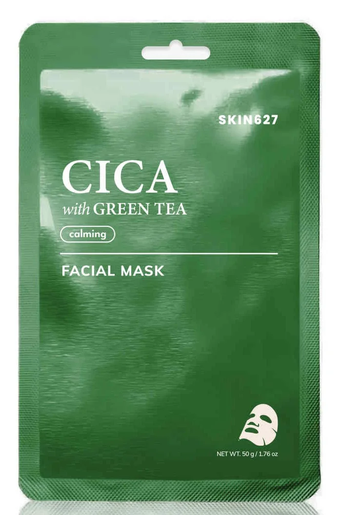 SKIN627 Маска тканевая для лица CICA with GREEN TEA SHEET MASK Центелла и Зеленый чай