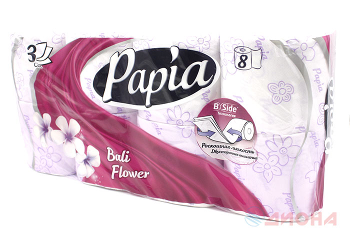 Papia Bali Flower Туалетная бумага 3 слоя 8 рулонов