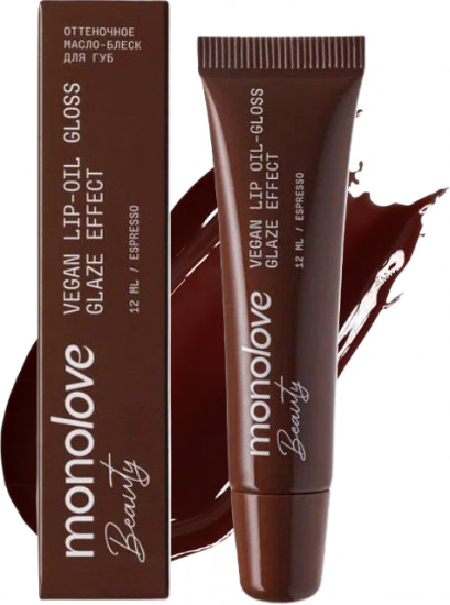 ***MONOLOVE Оттеночное масло-блеск для губ ESPRESSO, 12 МЛ