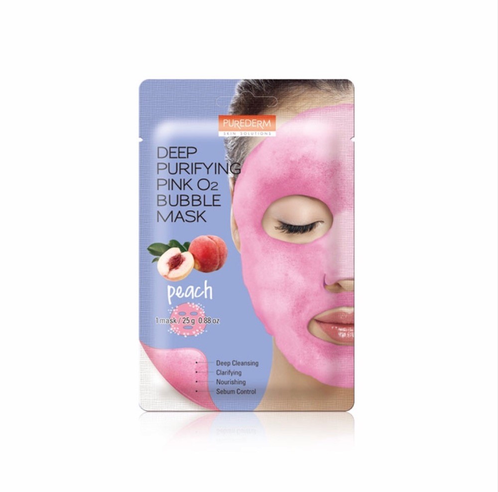 PERUDERM Глубоко очищающая розовая пузырьковая кислородная маска с персиком