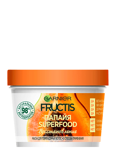 Garnier Fructis Маска для волос Superfood Папайя восстановление 390мл