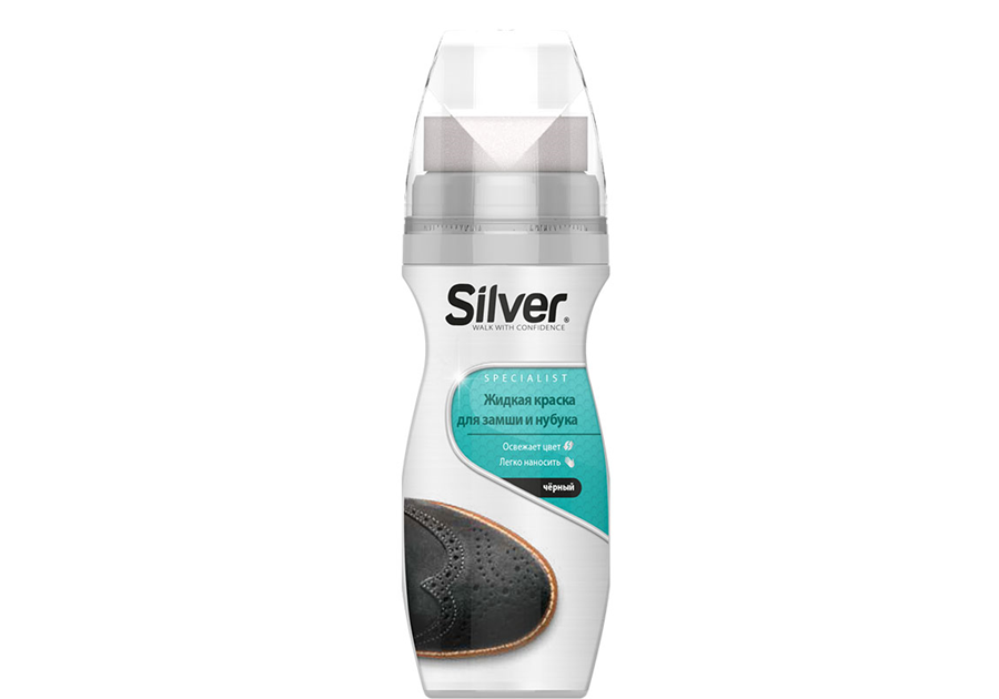 Silver Краска-восстановитель для обуви замши и нубука Черный 75мл