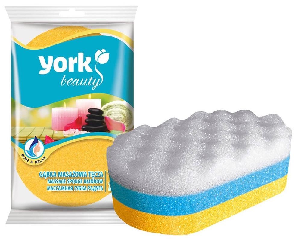 York Губка для ванны и массажа РАДУГА