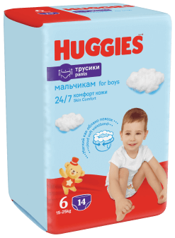 Huggies Трусики-подгузники 6 для мальчиков (15-25кг) 14 шт.