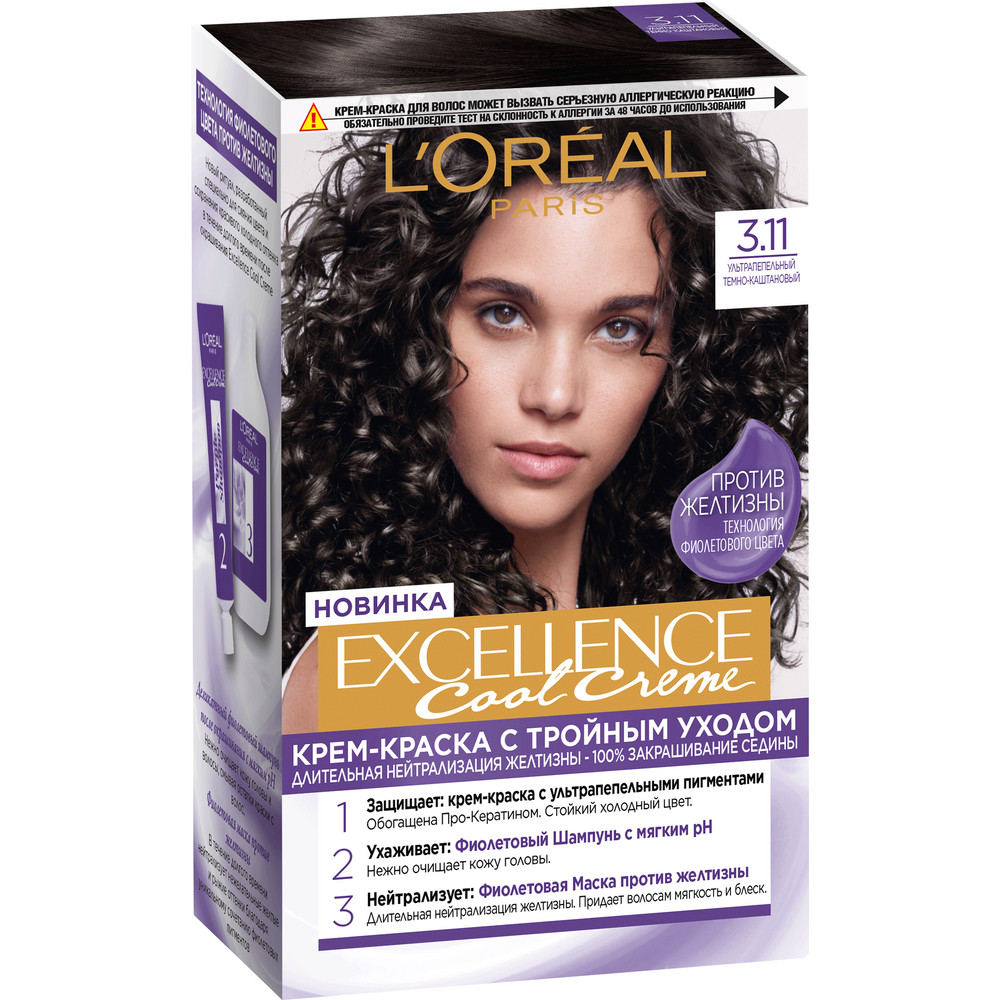 L'Oreal Краска для волос Excellence 3.11 ТЕМНЫЙ КАШТАН