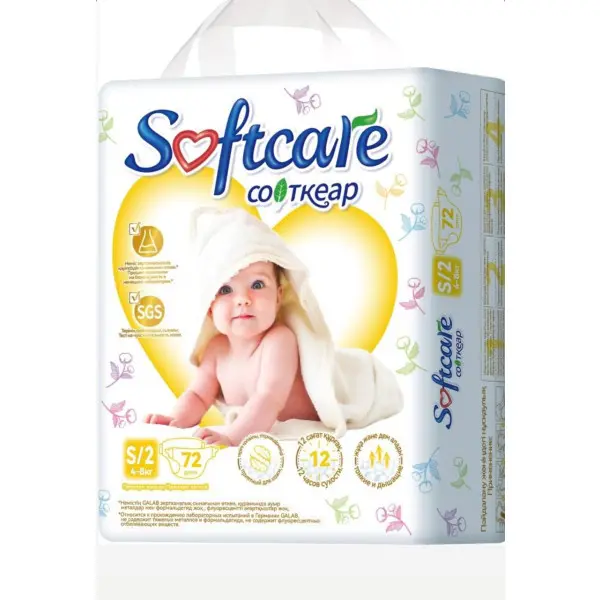 Детские подгузники Softcare S (4-8кг) 72шт