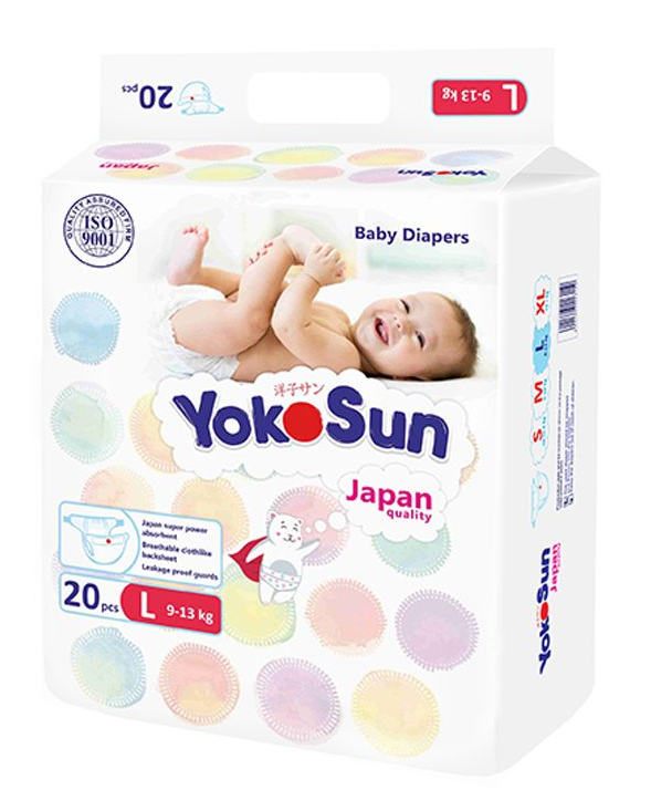 YokoSun Подгузники на липучках L (9-13 кг) 20 шт