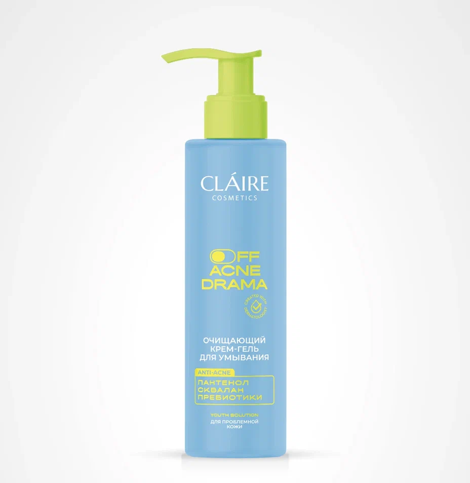 Claire OFF ACNE DRAMA Крем-гель очищающий для умывания 145 мл